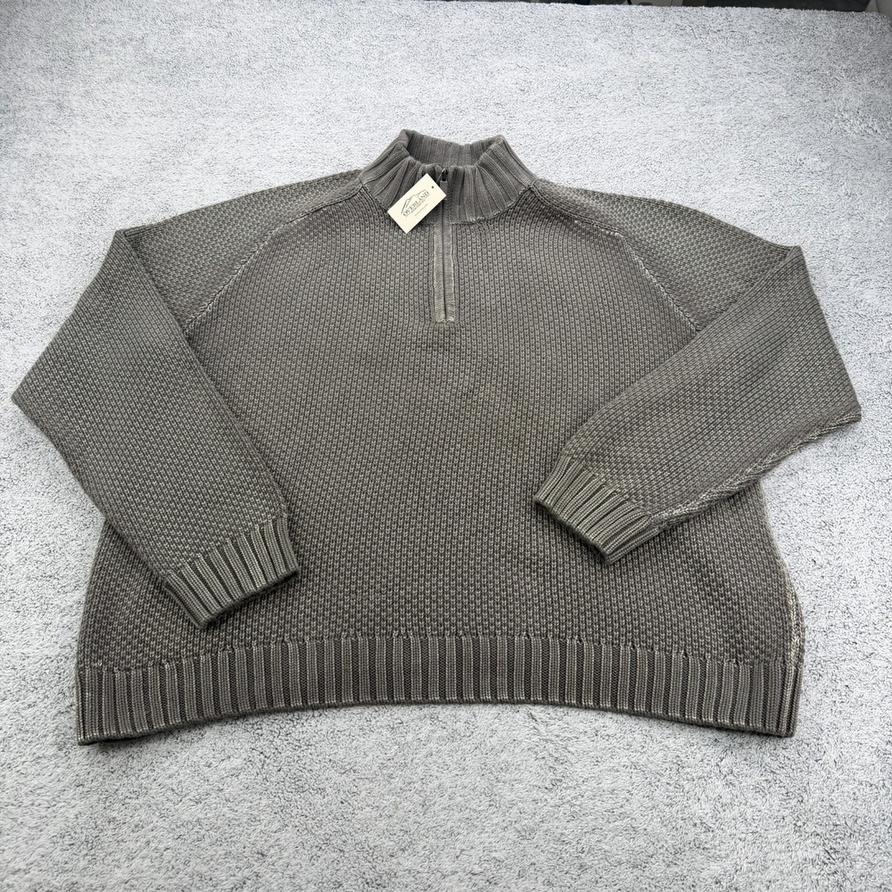 Overland Sweater Men XXL Stone Gray 1/4 Zip Birdseye Heavy Cotton Mock Pullover